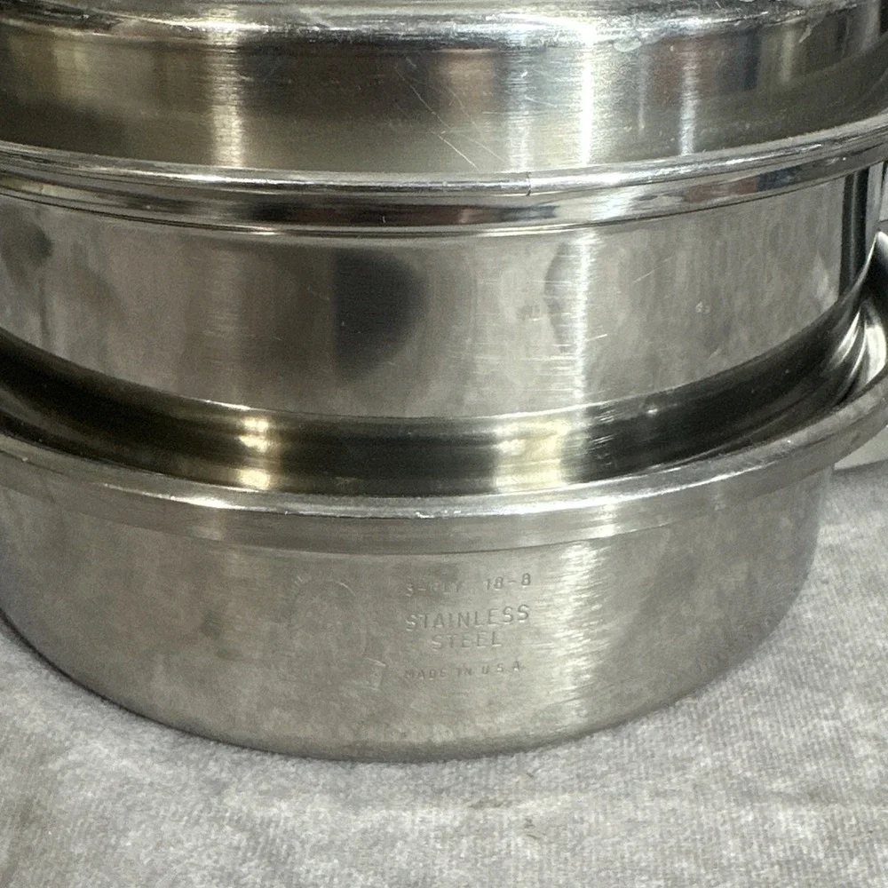 Colonial Ware‎ Steamer Sauce Pot Pan & Lid 3 Ply 18/8 Stainless Steel